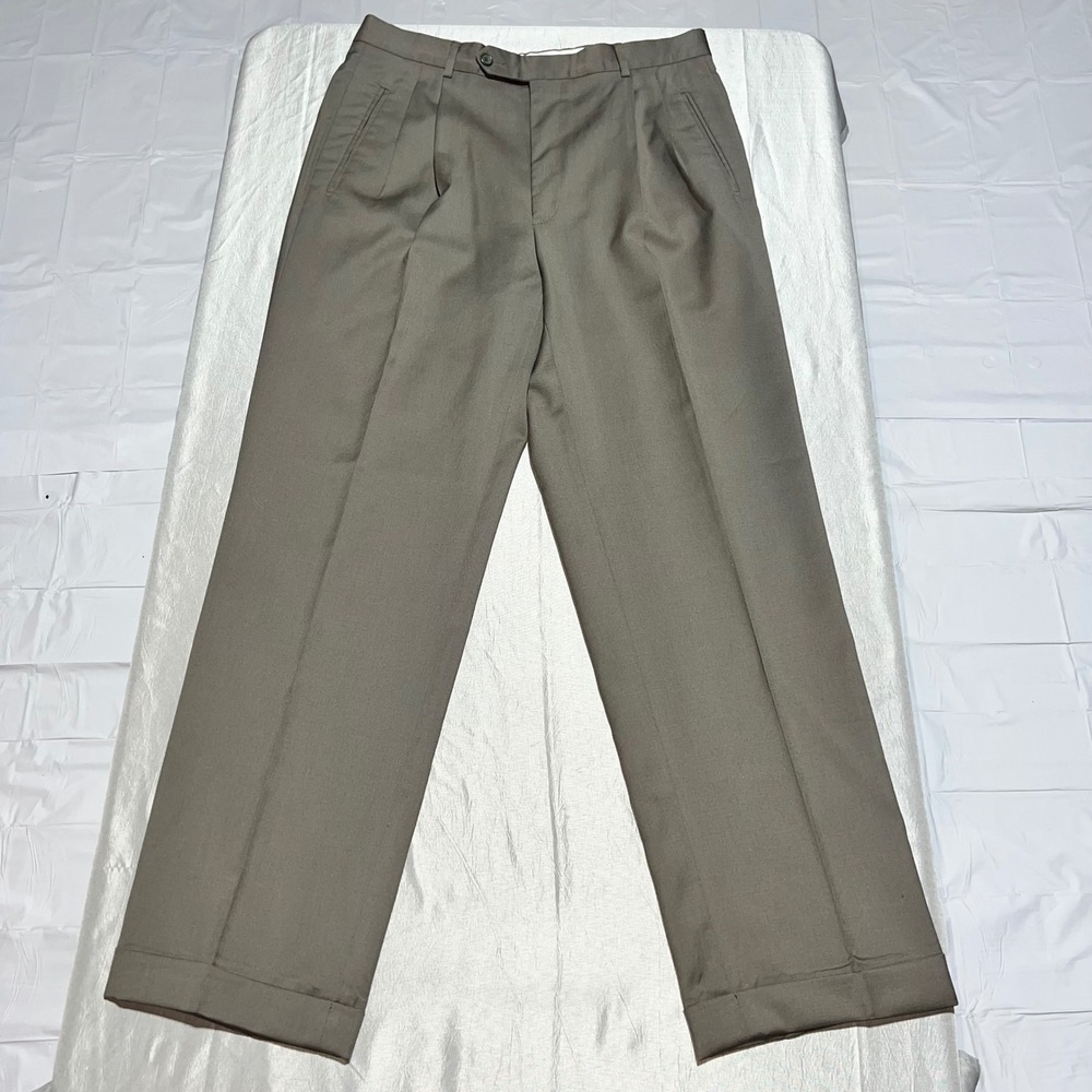 Murano Italia Mens 34R Dress Pants Marlane Super 100 Virgin Wool Pleated Italy